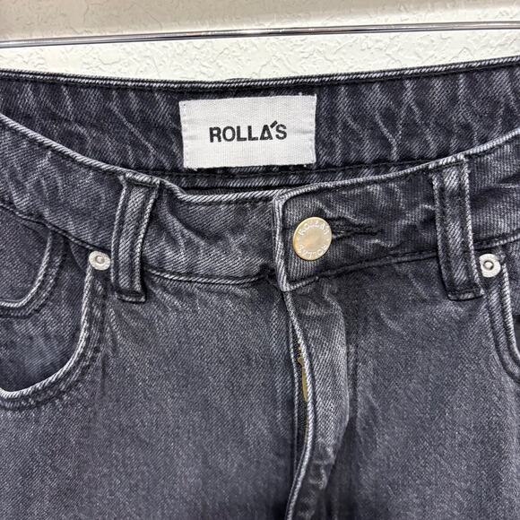 ROLLA'S Dusters High Rise Slim Straight Classic Black Wash Jeans 27 Retro - Picture 6 of 8